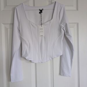 Express White Fitted Bustier Top